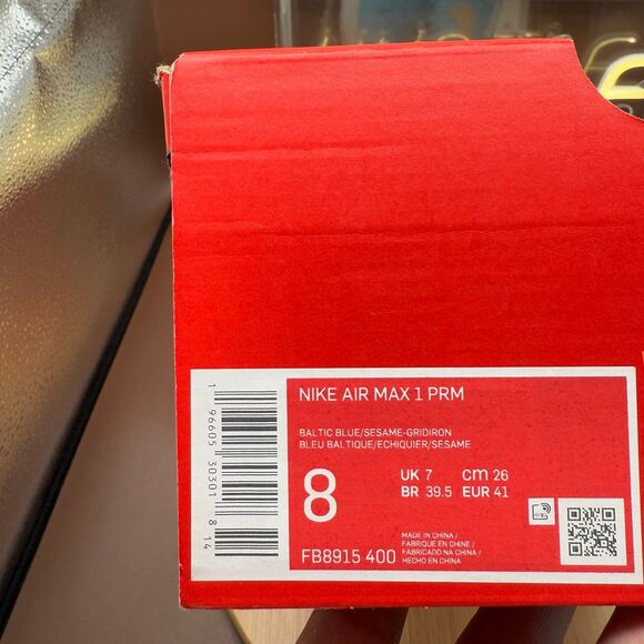 Nike Air Max 1 PRM Corduroy Baltic Blue/Sail White Men’s size 8 - Picture 7 of 11